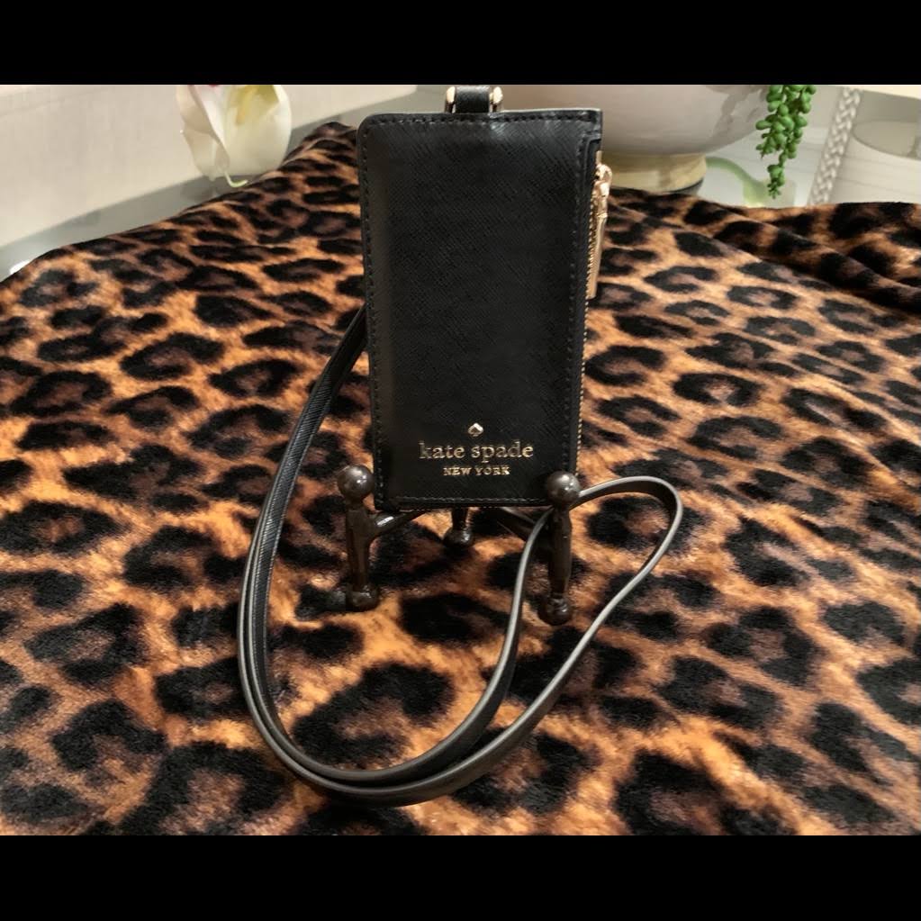 Kate Spade Accessories | Kate Spade Staci Card Case Lanyard | Color: Black/Gold | Size: Os | Egieb&s Closet