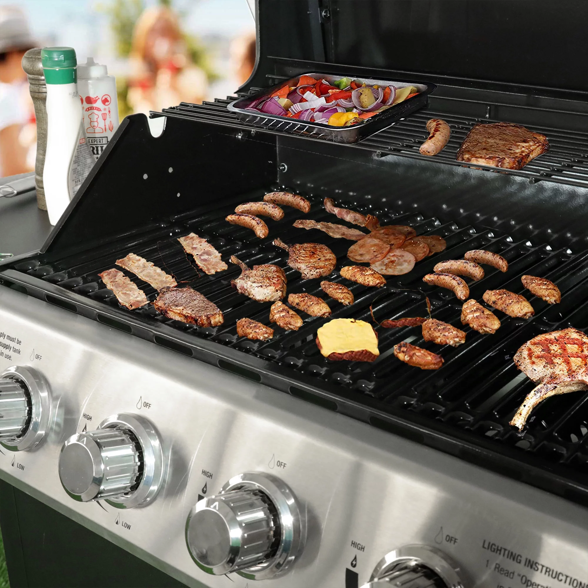 Grill Boss 4-Burner Gas Grill w/ Side Burner, Cover, and Side Shelves