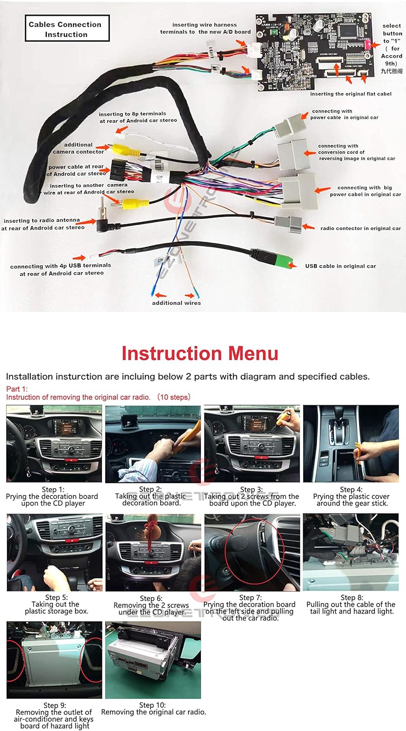 for 2014-2017 Honda Accord 9th Radio Accessories Android 11 Car Stereo,Support Car Play Screen Factory Style EZoneTronics