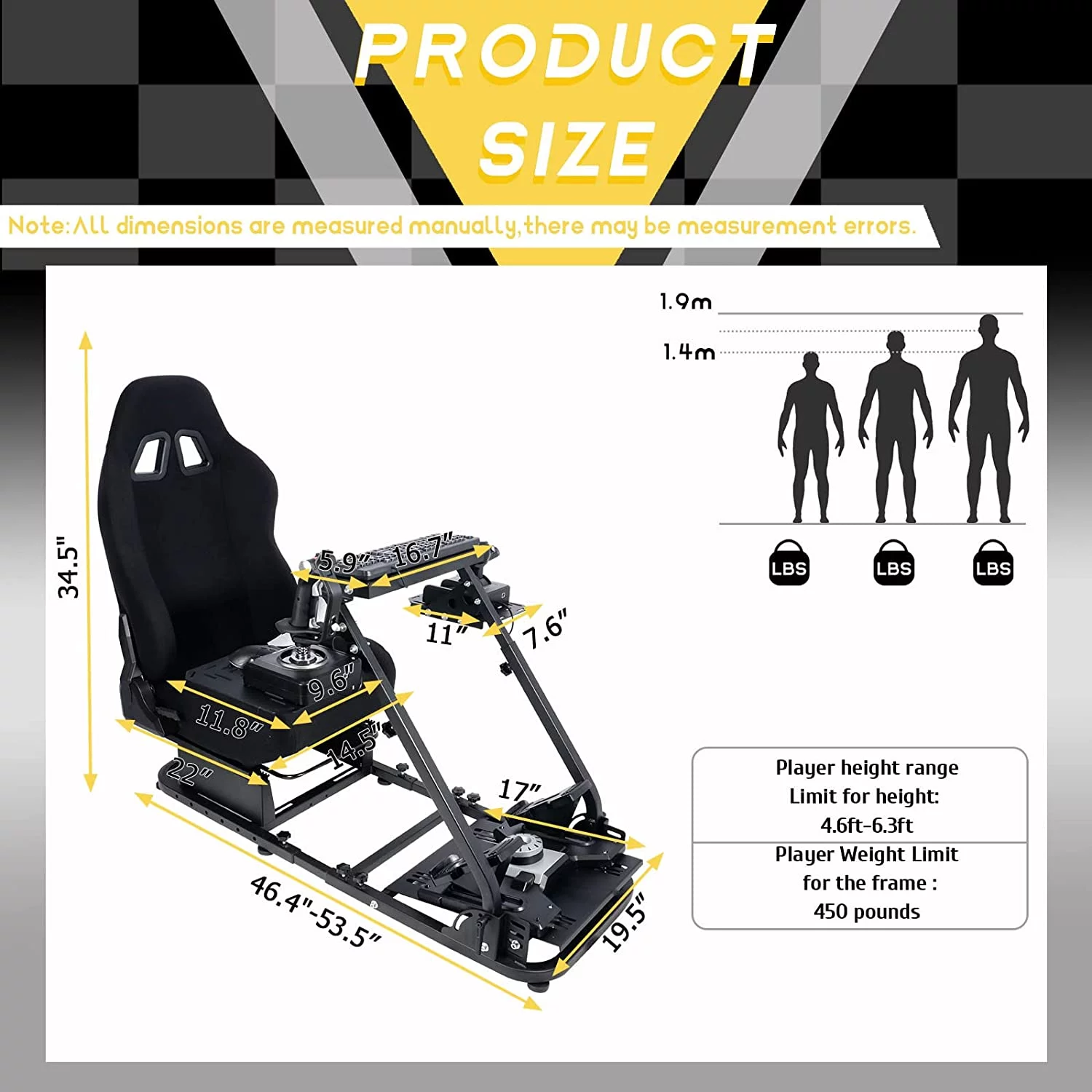 Marada Flight Racing Simulator Cockpit with Game Seat Foldable Fit Thrustmaster HOTAS Warthog
