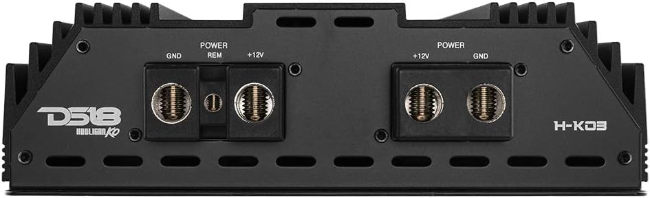 DS18 H-KO3 Korean Half Bridge 1-Channel Monoblock Car Audio Amplifier with Voltmeter and Clip Indicator, 3000 Watts Rms - Remote BASS Knob Included