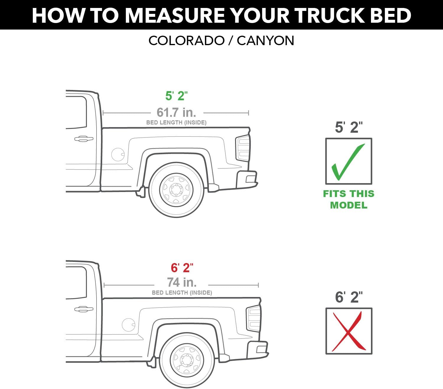 Gator EFX Hard Tri-Fold Truck Bed Tonneau Cover | GC14002 | Fits 2015 - 2022 Chevy/GMC Colorado/Canyon 5' 3" Bed (62.7")