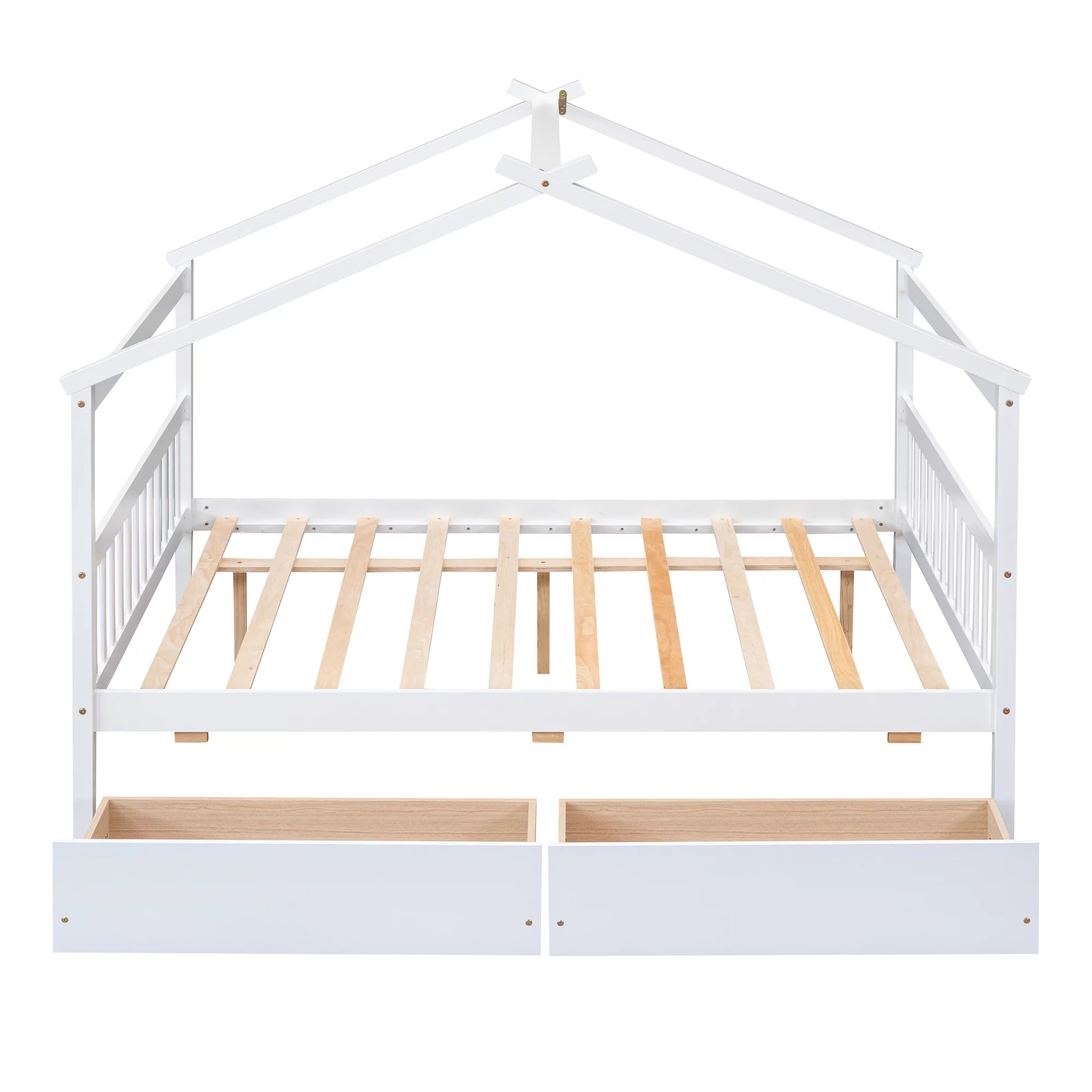 Bellemave Kids House Bed with Drawers Full Size Platform Bed with Storage Playhouse Design Wooden House Bed Frame With Headboard and Footboard for Boys Girls Teens, White