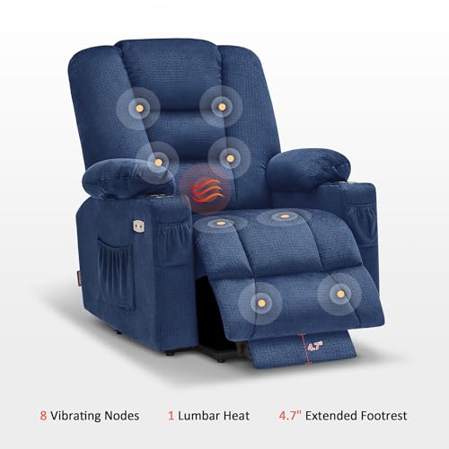 MCombo Small Power Lift Recliner Chair with Massage and Heat for Petite People, Cup Holders, USB Ports, Side Pockets, Fabric 7569 (Small-Regular, Brown)