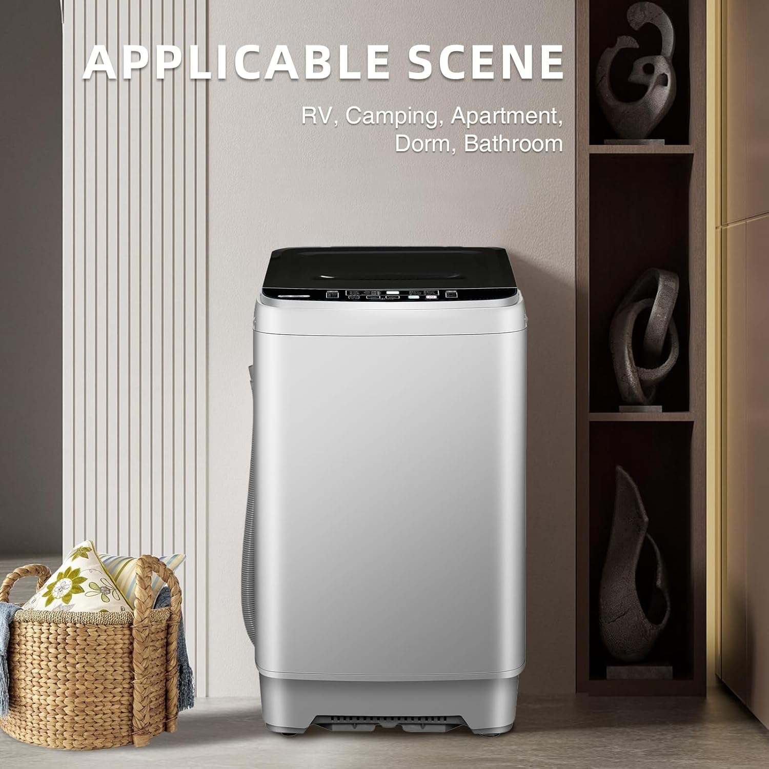 Portable Washing Machine, 13.3lbs Automatic Laundry Machine with 10 Programs, LED Display, High-efficiency Compact Washer for Apartment, Home, Dorms, Rv, Grey