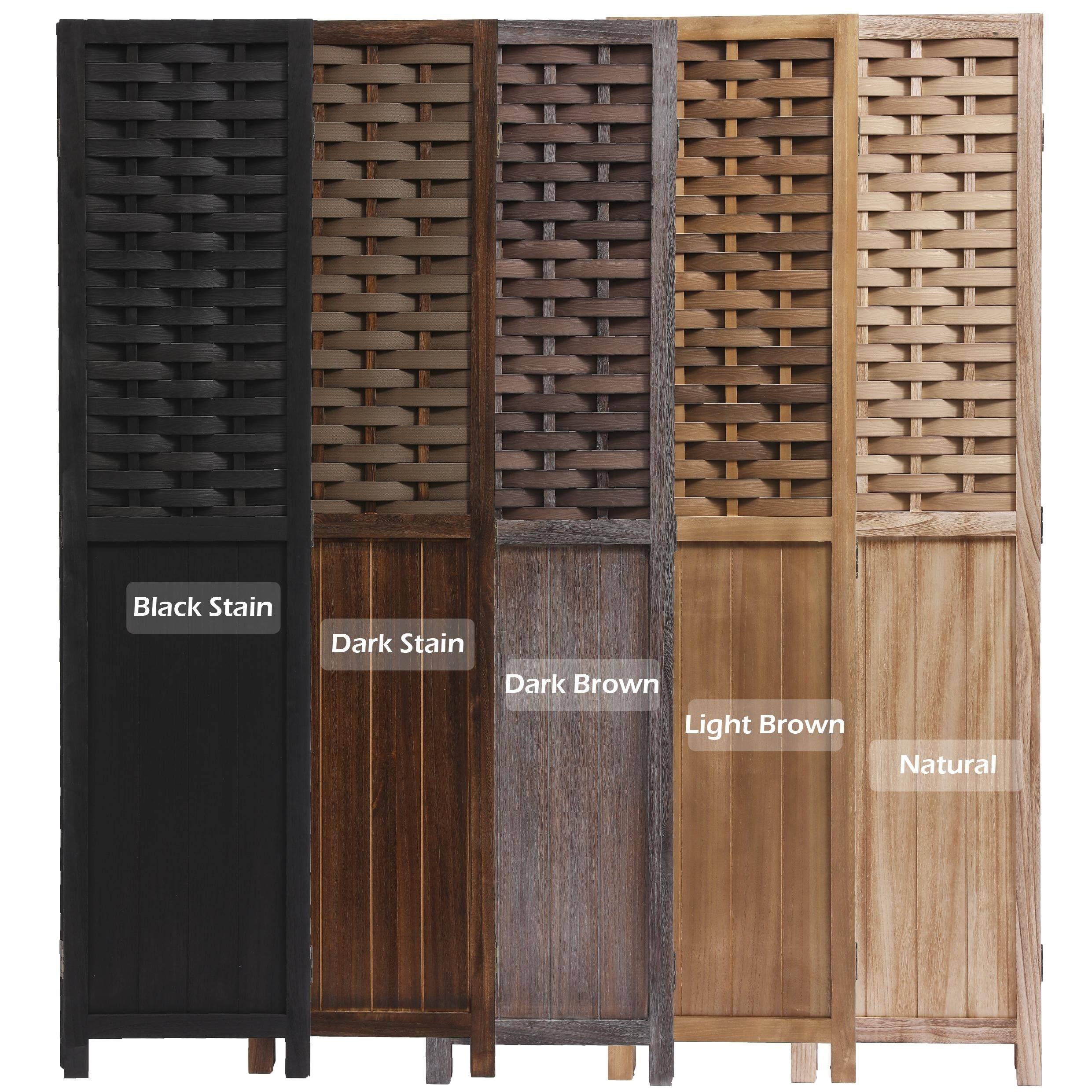COZAYH 3 Panel 67” Paulownia Wood Screen Room Divider, Folding Room Partitions, Freestanding Privacy Screen w/Hand-Woven Polymer