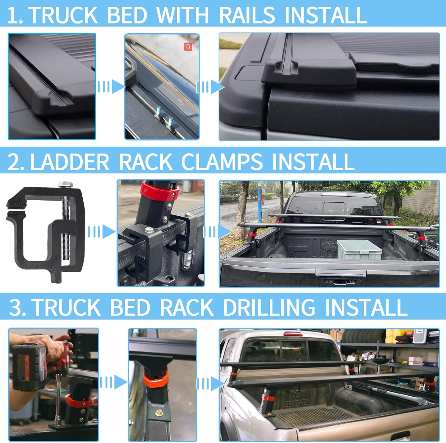 Truck Bed Racks Low Profile, MONOKING Truck Ladder Racks Adjustable Height Heavy Duty Bed Rack for Kayaks Bikes Rooftop Tent