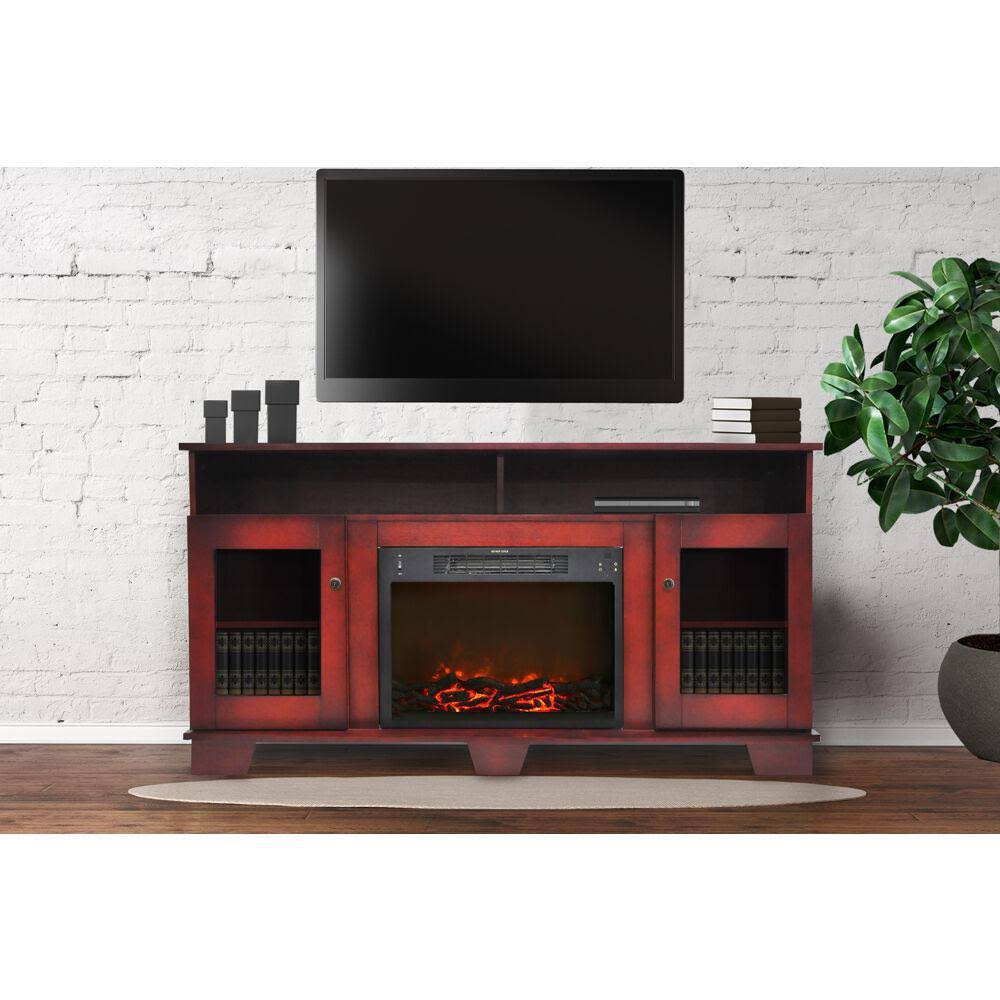 Cambridge Savona Mantel with Electronic Insert, Cherry Fireplace