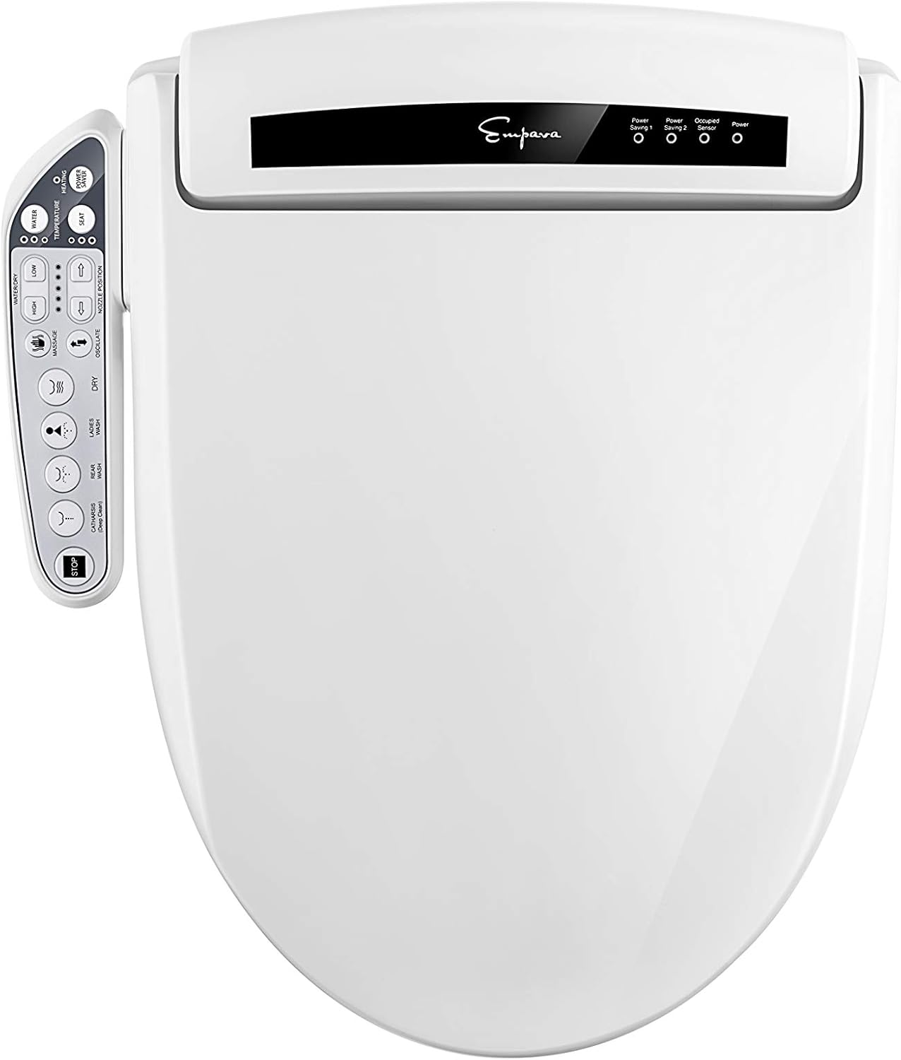 Empava Electric Smart Bidet Seats for Elongated Toilets Heated Toilet Seat with Warm Air Dryer and Temperature Controlled Wash Functions in White Model 2021