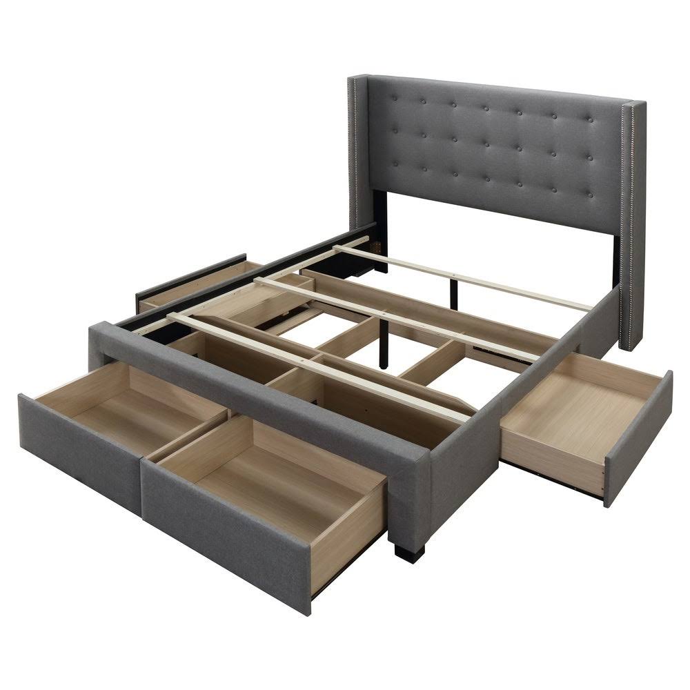 Strick u0026 Bolton Roth Grey Linen Wingback Storage Bed - Full