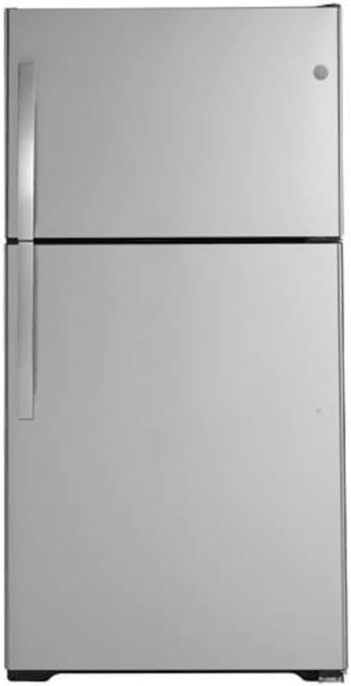 GE GIE22JSNRSS 33" Top Freezer Refrigerator with 21.9 cu. ft. Total Capacity Energy Star Certified LED Lighting Sliding Deli Drawer Adjustable Wire Freezer Shelf ADA Compliant in Stainless Steel
