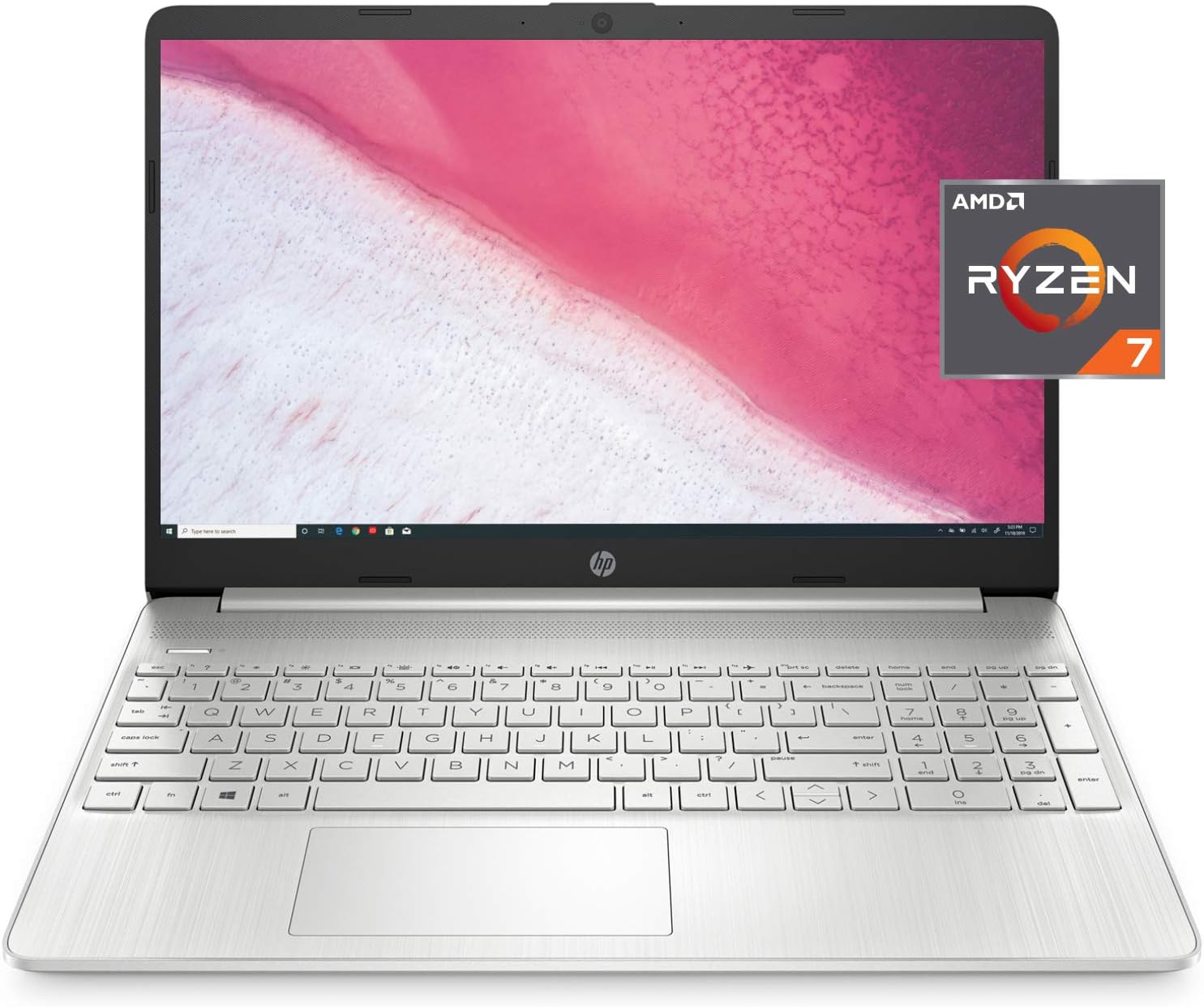 HP 15" Laptop , AMD Ryzen 7 5700U, AMD Radeon Graphics, 8 GB RAM, 256 GB SSD, Windows 11 Home (15-ef2025nr, Natural Silver)