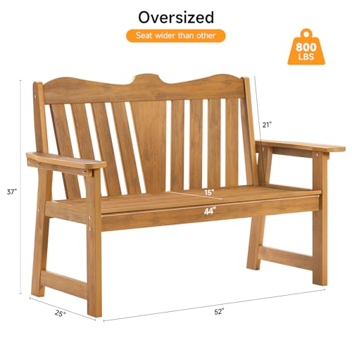 Outdoor Bench, 2-Person Weatherproof Garden Bench with Wide Armrests and Backrest, All-Weather Patio Bench Will not Rot and Fade for Garden, Porch, Backyard and Park, Easy Installation, Black