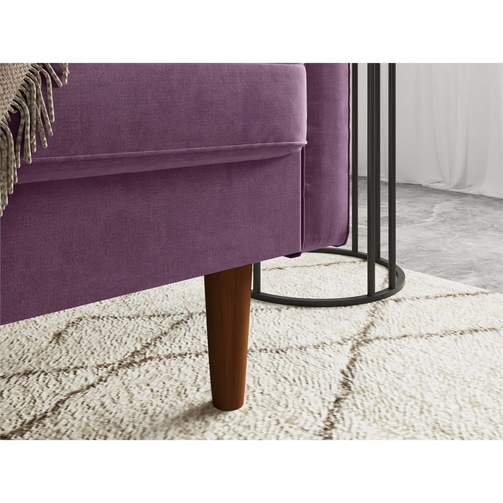 Pemberly Row Contemporary 70" Upholstered Velvet Sofa in Purple