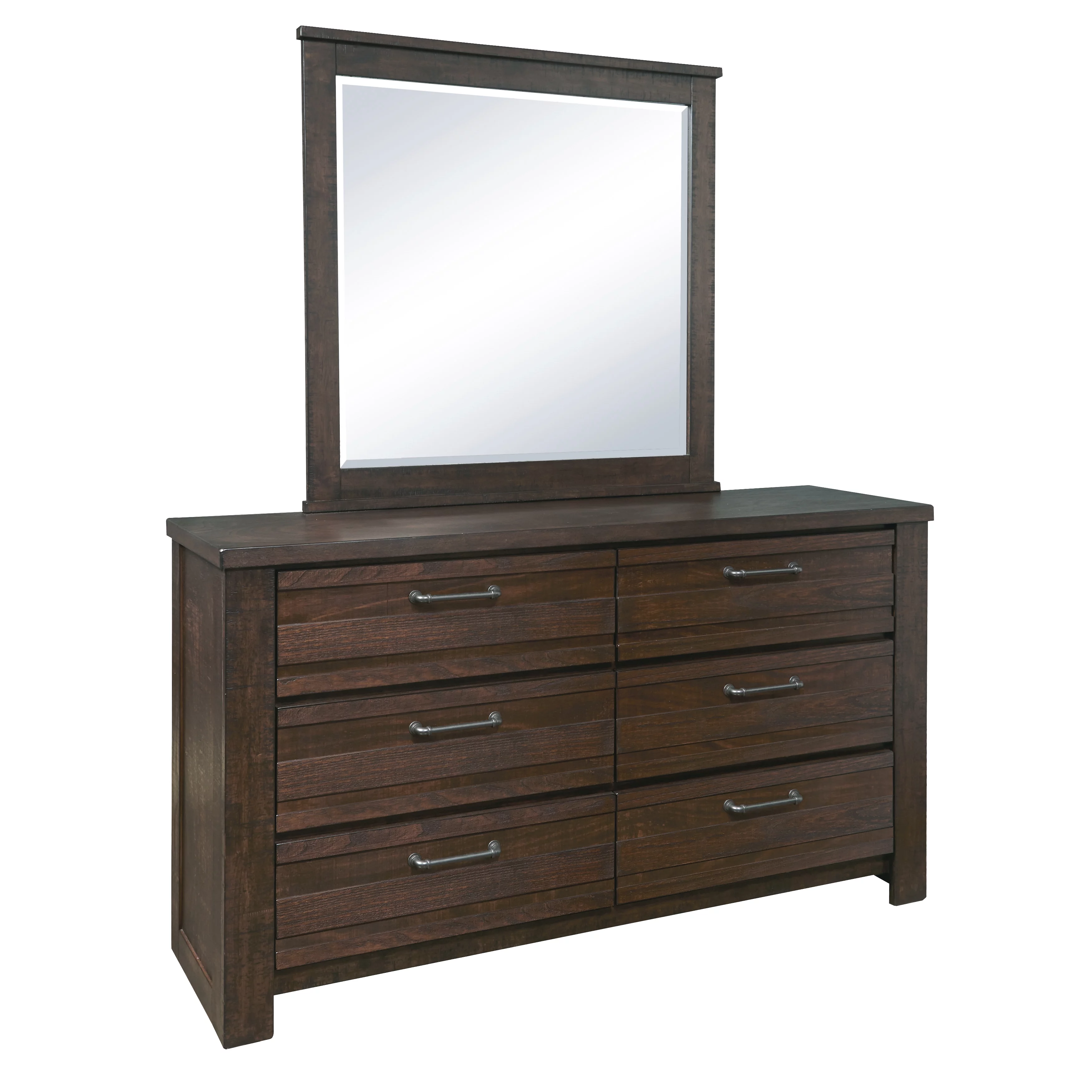 Sedona Transitional Wood Bedroom Set, Panel King Bed with Dresser, Mirror, Nightstand, Chest in Espresso