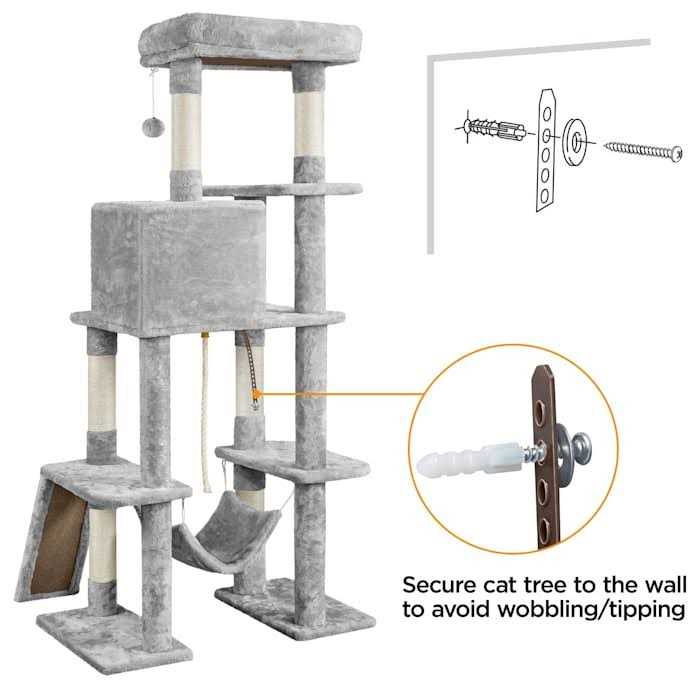 Topeakmart Gray 4-Level Plush Cat Tree with Hammock for Kittens - Pet Supplies online store
