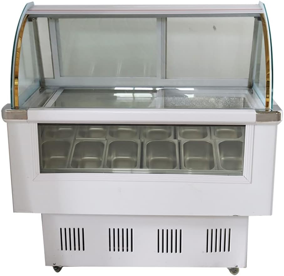 Commercial Hard Ice Cream Showcase Display Showcase 12 Pan Ice Cream Refrigerator Gelato Dipping Cabinet Freezer Display Case Hard Ice Cream Showcase 220V
