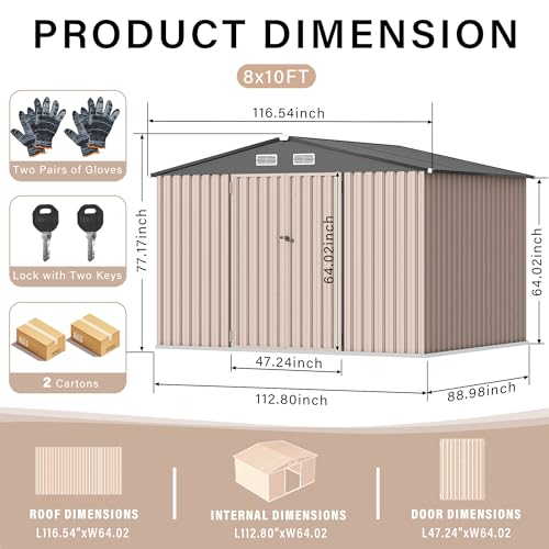 All-Weather Resin Shed with Window, Outdoor Plastic Garden Shed with Lockable Door and Vents, Outdoor Resin Storage Sheds for Tool, Bike, Backyard, Patio