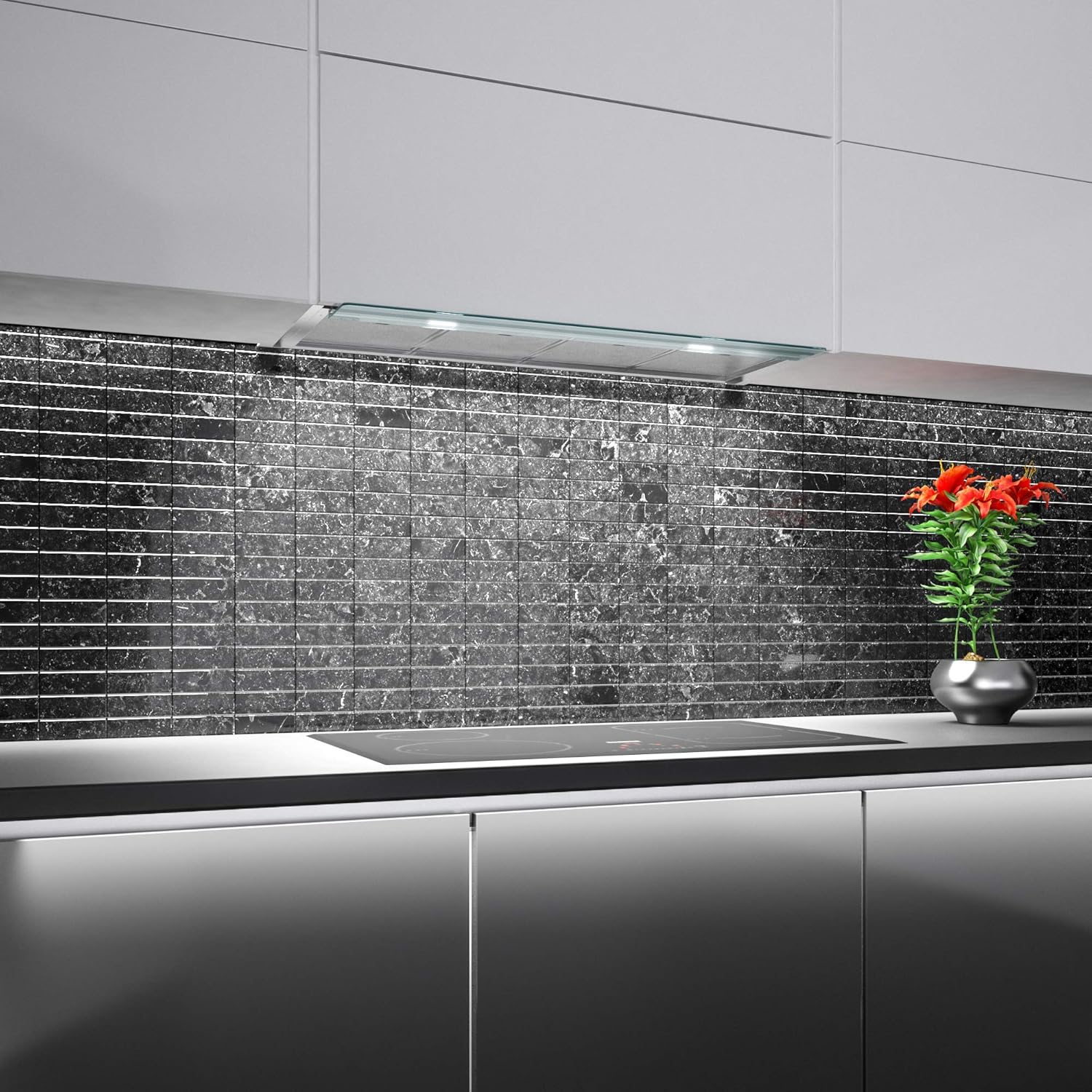 Futuro Futuro Shade 36 Inch Wall-mount/In-Cabinet Modern Range Hood - Italian Desing Vent Hood - Stainless Steel & Flip Glass, LED, Ultra-Quiet, with Blower