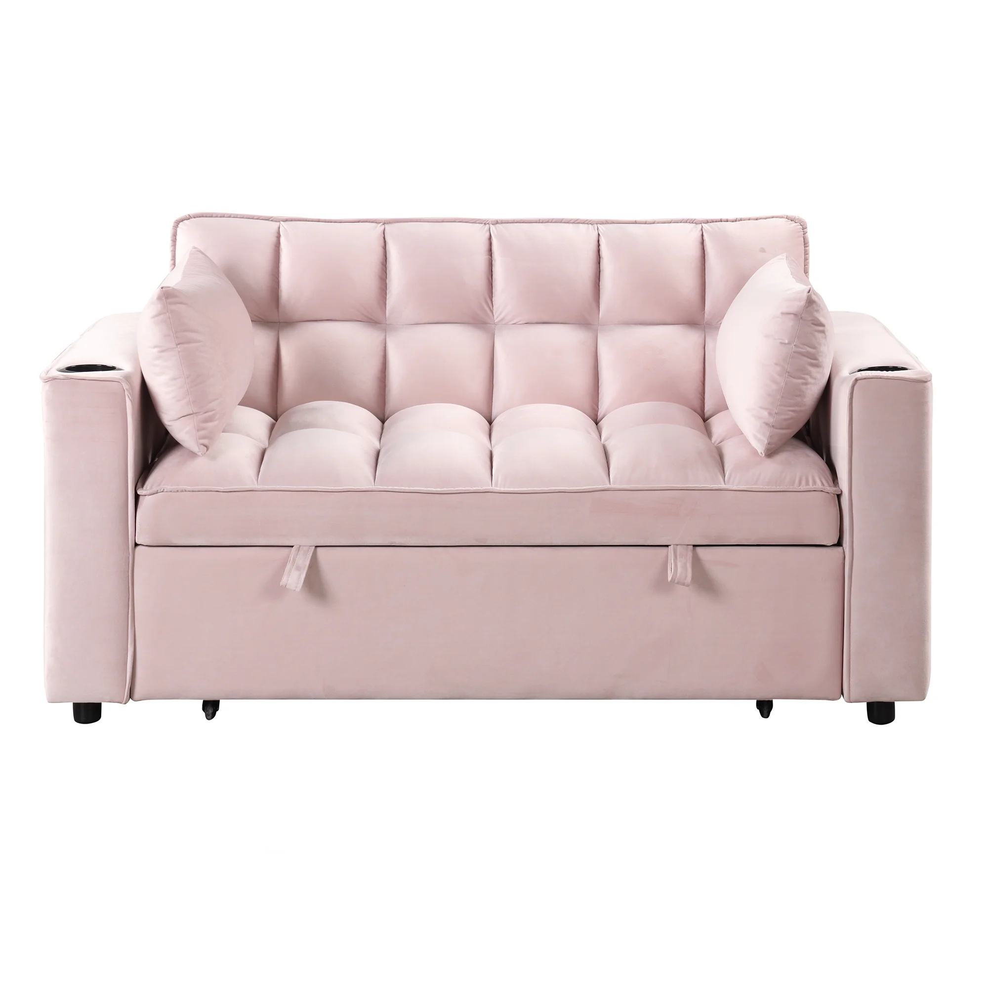 Hombay Modern Convertible Sleeper Sofa Bed, Folding Futon Couch Loveseat with Cup Holder and USB Charging Ports for Living Room Bedroom Apartment