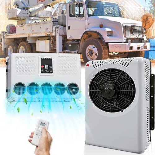 12V Truck Split 12 Volt DC Air Conditioner Electric RV AC Unit, Low Noise Fast Cooling High Efficiency For Semi-Truck, Trailer, Bus, Camper, Pickup, Motorhome