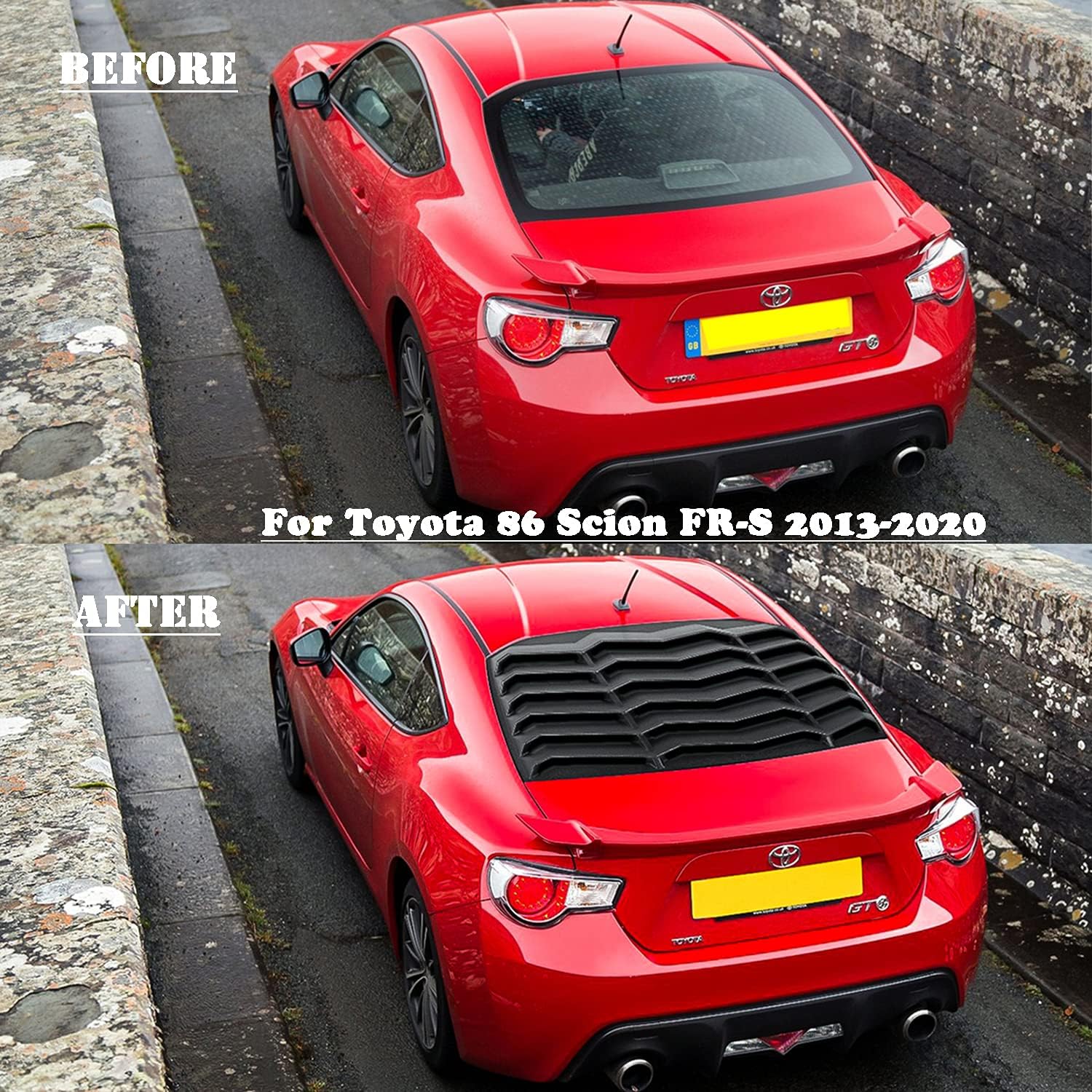 Rear Window Louver for Toyota GT86, Scion FR-S and Subaru BRZ 2013-2020 in GT Lambo Style ABS Matte Black Windshield Sunshade Cover
