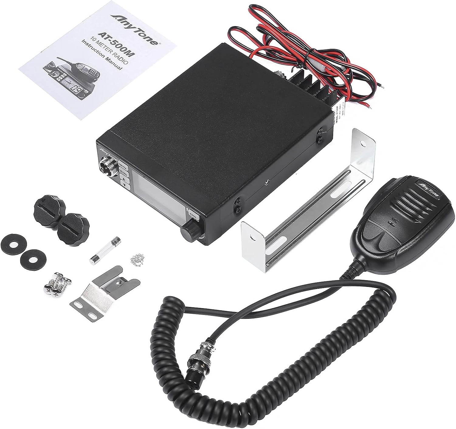 AnyTone AT-500M 10 Meter (28-29.7MHz) Ham Radio for Truck, 12/24V Amateur Mobile Transceiver, Two Way Radios with AM/FM/PA Mode, Emergency Channels, High Power Output AM 7W, FM 15W Pack of 2