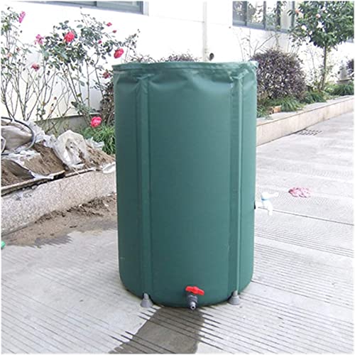 QIANMEI Collapsible Rain Barrel Collapsible Rain Barrel Kit, Flexible Water Tank, PVC Coated Cloth Cylinder Large Diameter Easy to Store with Zipper Lid, Filter Mesh, Outlet Valve