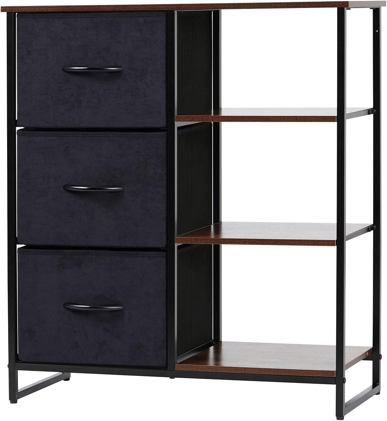 LYNCOHOME Dresser with 3 Drawers and Shelves, Storage Cabinet, Office Lateral File Cabinets, Shlef Storage Organizer for Bedroom, Livingroom, Office(Left Shelf)