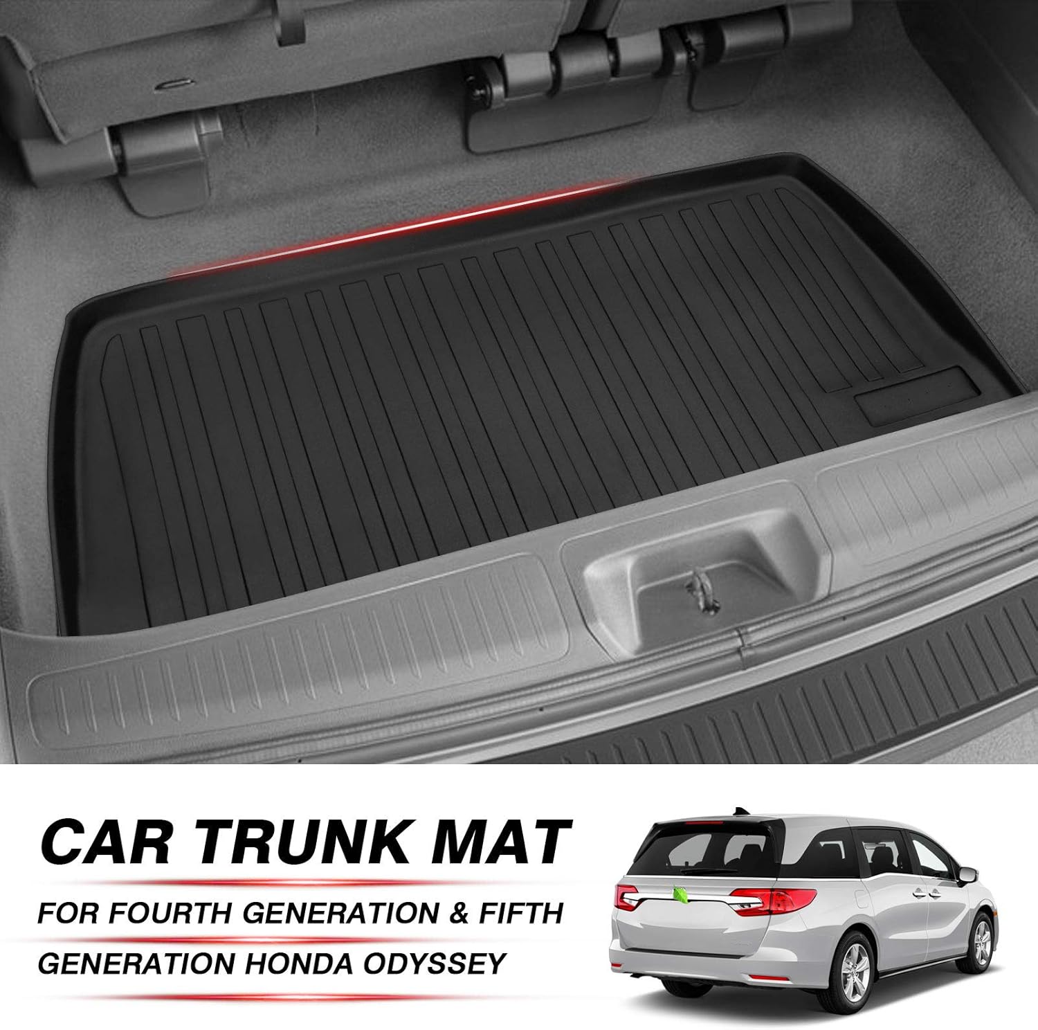 T TGBROS Custom Fit for 2011-2020 Honda Odyssey All Weather Cargo Trunk Liner Floor Mat Trunk Liner Tray Heavy Duty Cargo Mat Pack of 2