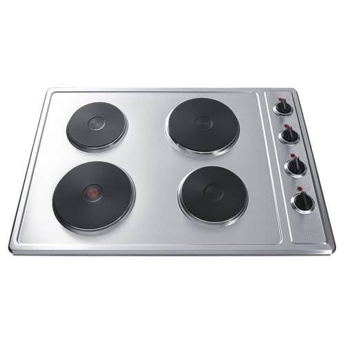 Summit CSD4B300 30” Wide 230V 4-Burner Solid Disk Cooktop, Total 5500W, Durable Cast-Iron, Stainless-Steel Surface, Indicator Light, Push to Turn Knob, ADA Compliant