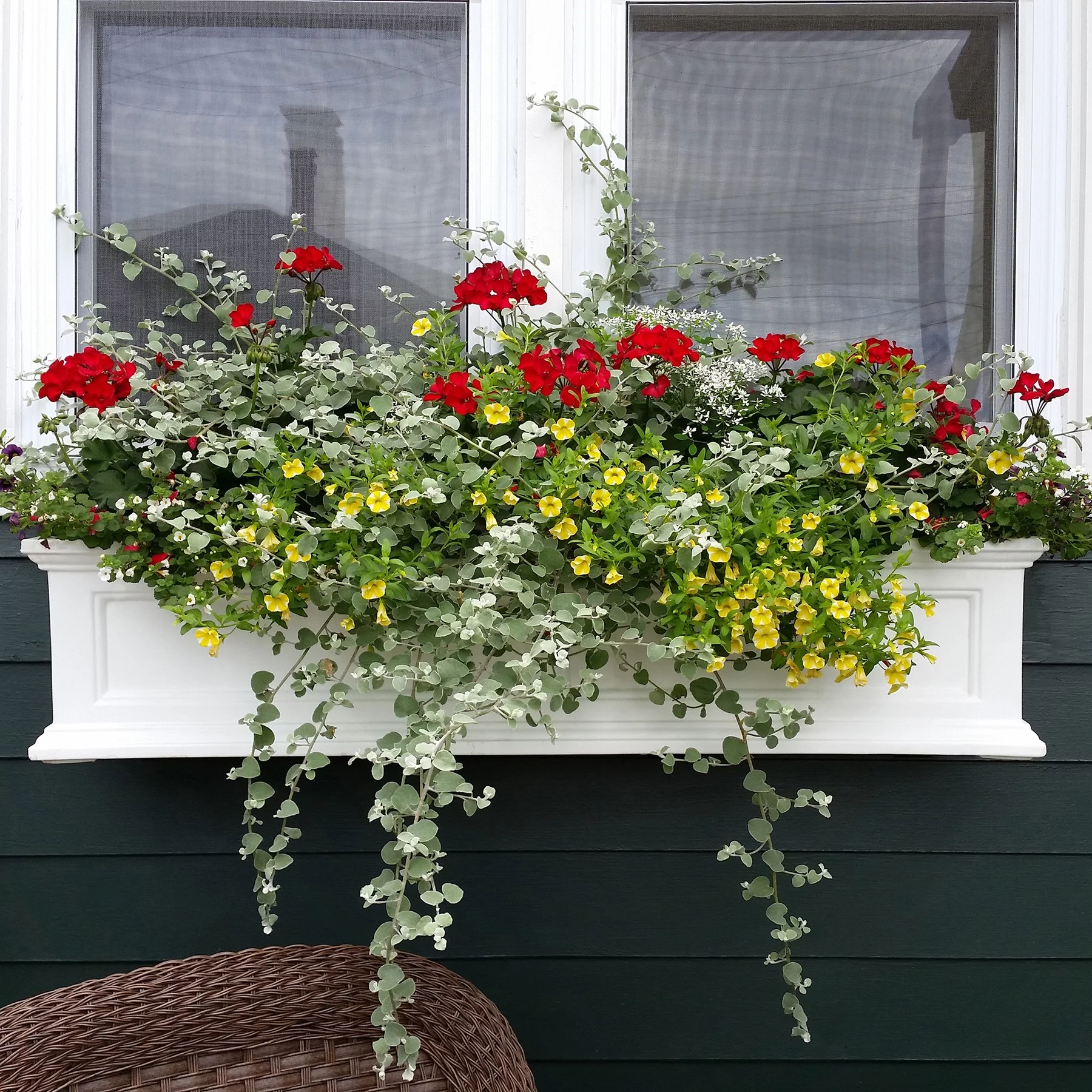 Mayne Fairfield 48" x 11" x 10.8" Rectangle White Self-Watering Polyethylene Window Box Planter