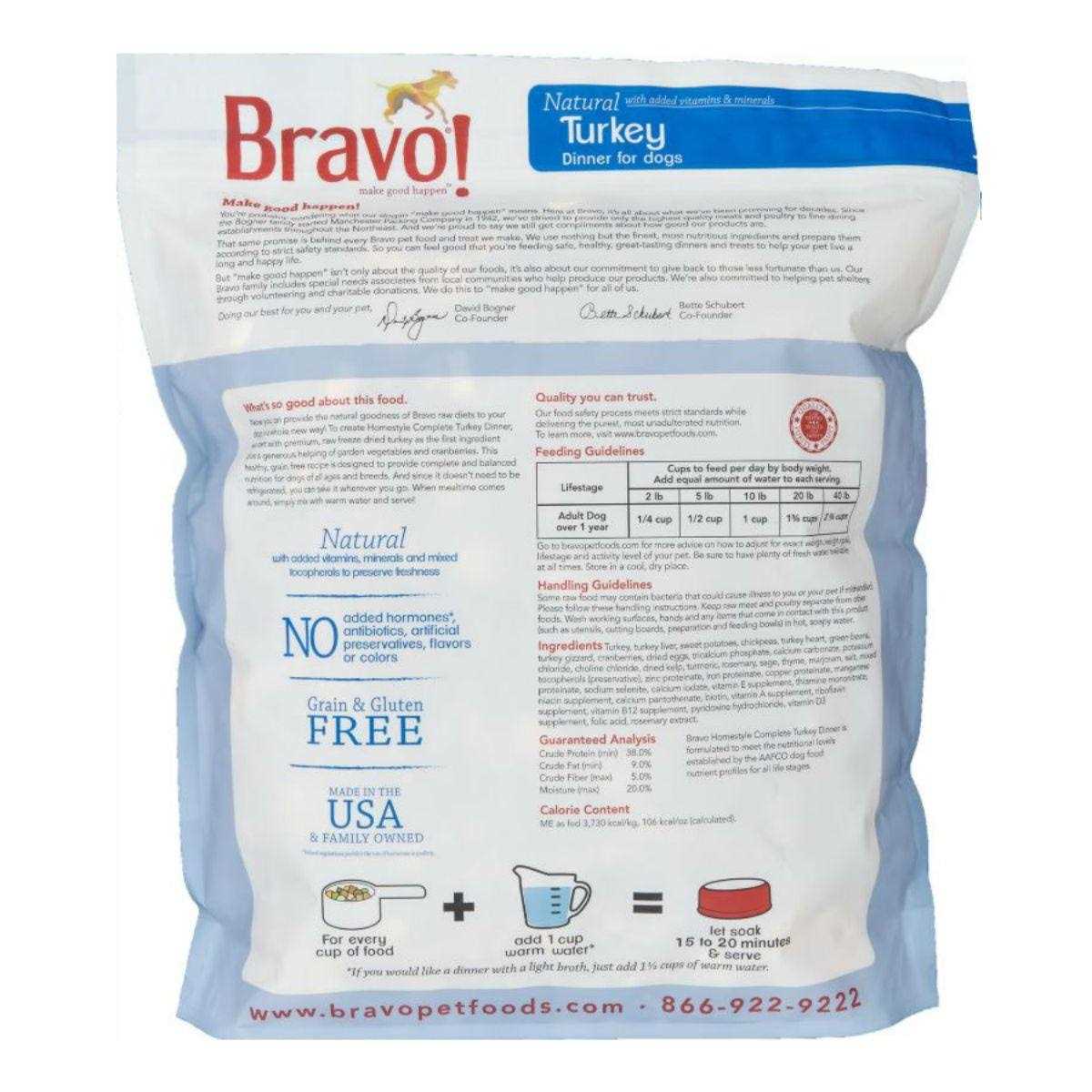 Bravo! Homestyle Complete Turkey Dinner Freeze-Dried Dog Food - Pet Supplies online store