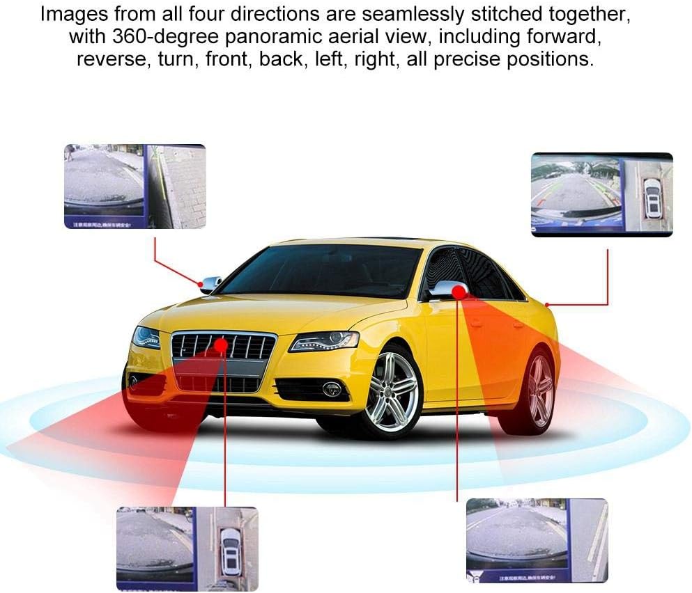 Car Monitoring Camera Night Viewing Panorama HD 360 Degrees Monitoring Device Driving Assistance System for Vehicles, School Bus, Ambulance, Touring Car