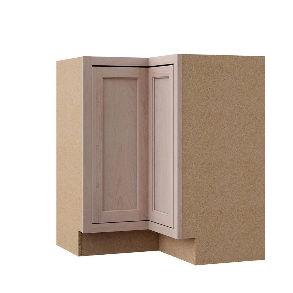 Hampton Bay Hampton Assembled 28.5x34.5x16.5 in. Lazy Susan Corner Base Kitchen Cabinet in Unfinished Beech