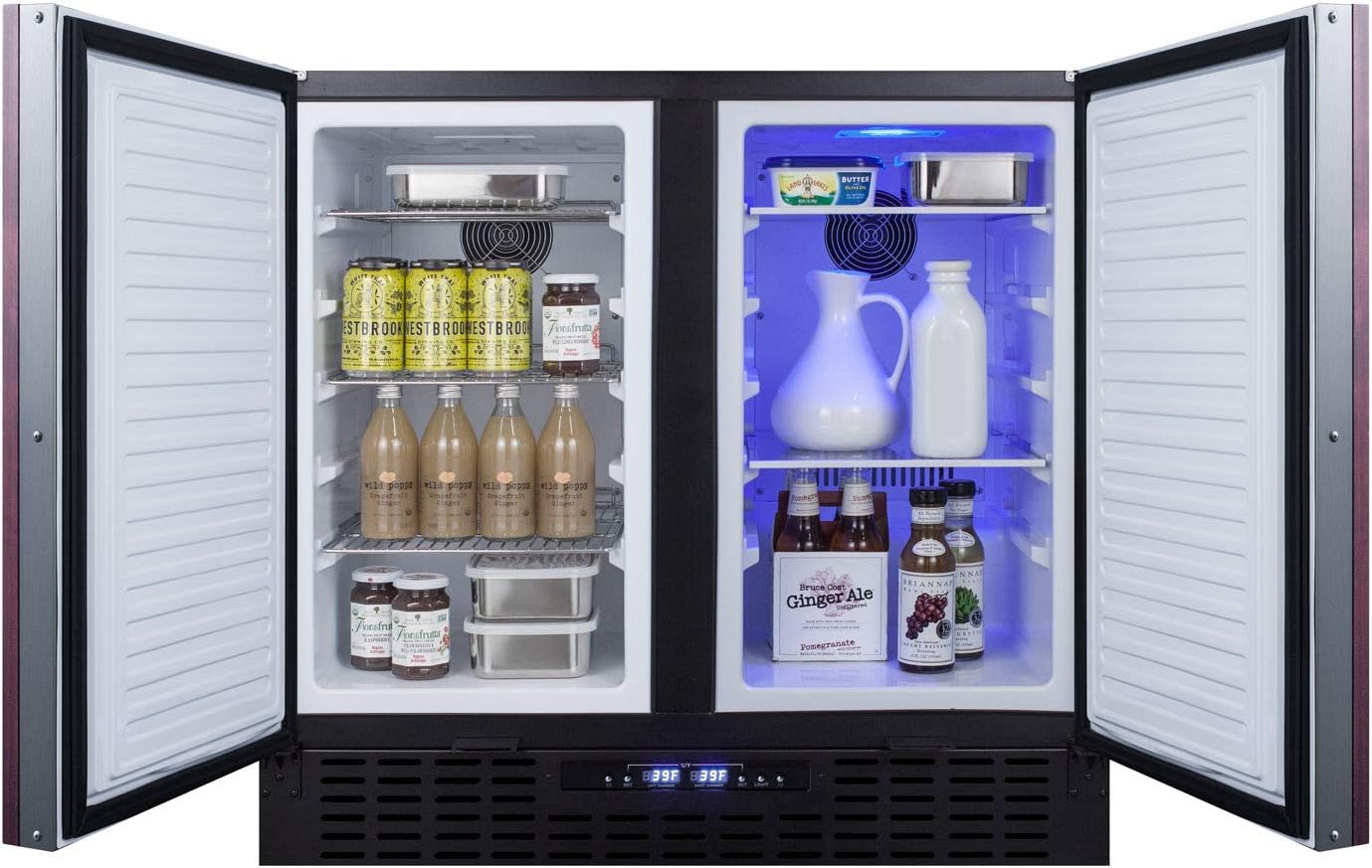 Summit FFRF36 36" Side by Side Refrigerator-Freezer in Stainless Steel