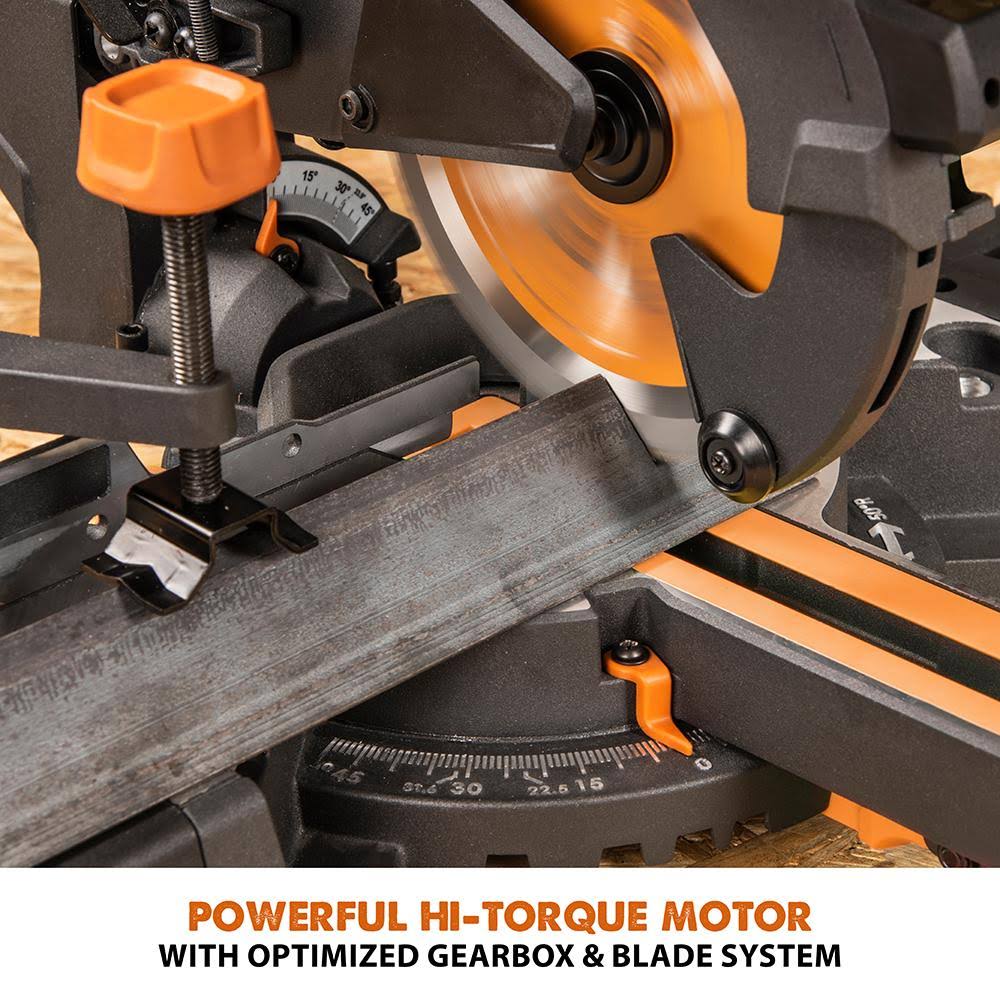 Evolution R185SMS+: Single Bevel Sliding Miter Saw with 7-1/4 in. Multi-Material Cutting Blade