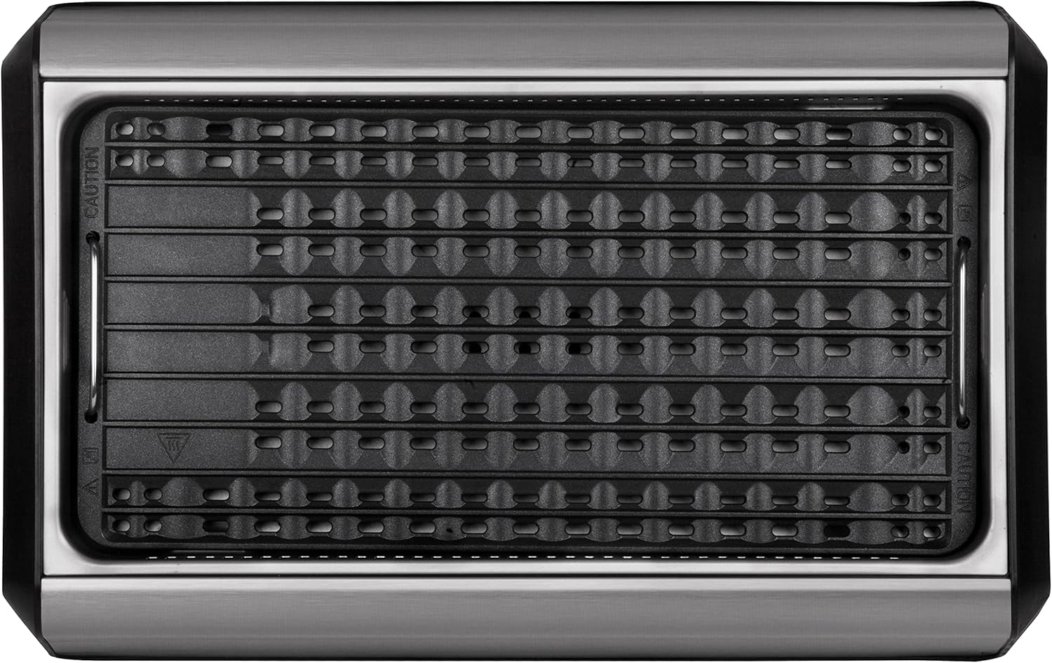 Indoor Smokeless Grill 1500W with Smart LED Touch Screen, Tempered Glass Lid, 2 Removable Ceramic Nonstick Grill & Griddle Plate, in a Modern Stainless Steel Design.