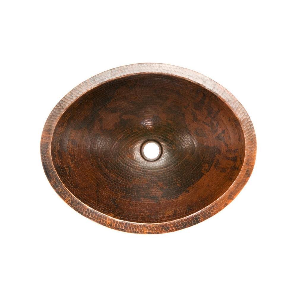 Master Bath Oval Under Counter Hammered Copper Bathroom Sink LO20FDB