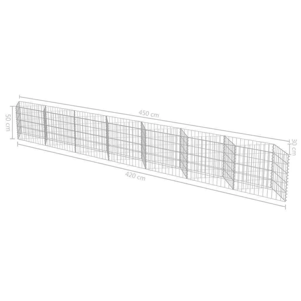 vidaXL Gabion Wall Galvanized Steel - 177.2x22x11.8x22x19.7x22