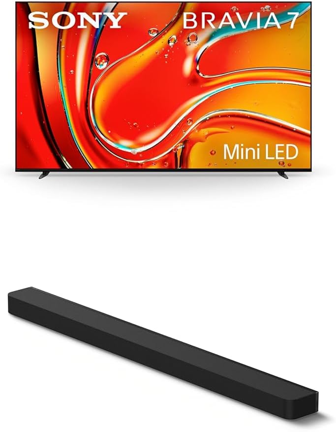 Sony 75 Inch Mini LED QLED 4K Ultra HD TV BRAVIA 7 Smart Google TV with Dolby Vision HDR and Exclusive Features for Playstation®5 (K-75XR70), 2024 Model BRAVIA Theater Bar 9 Sound Bar