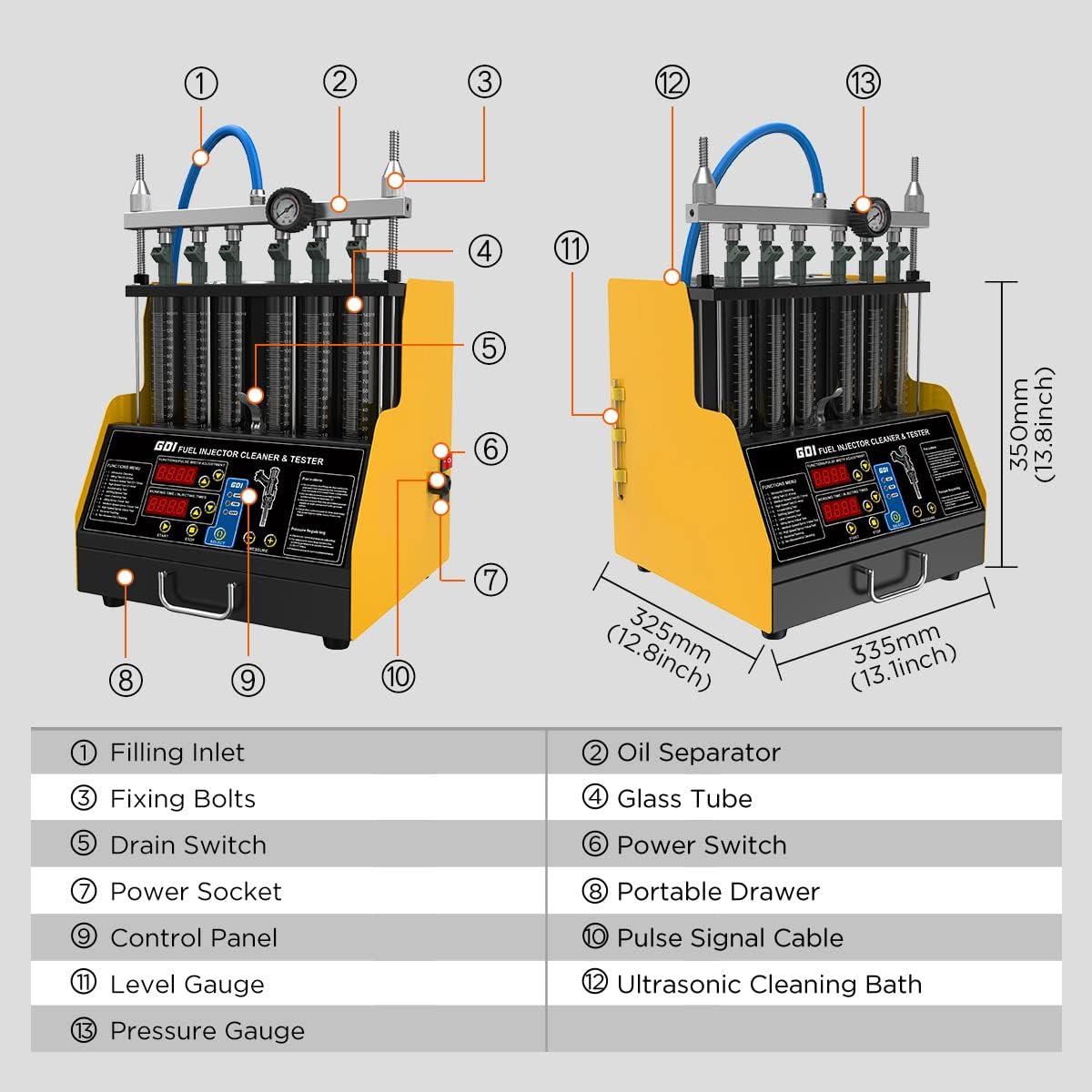 QPKING GID Fuel Injector Cleaner & Tester, Automotive Fuel System Cleaners Testers,Fuel Injection Systems Cleaners 110V/220V