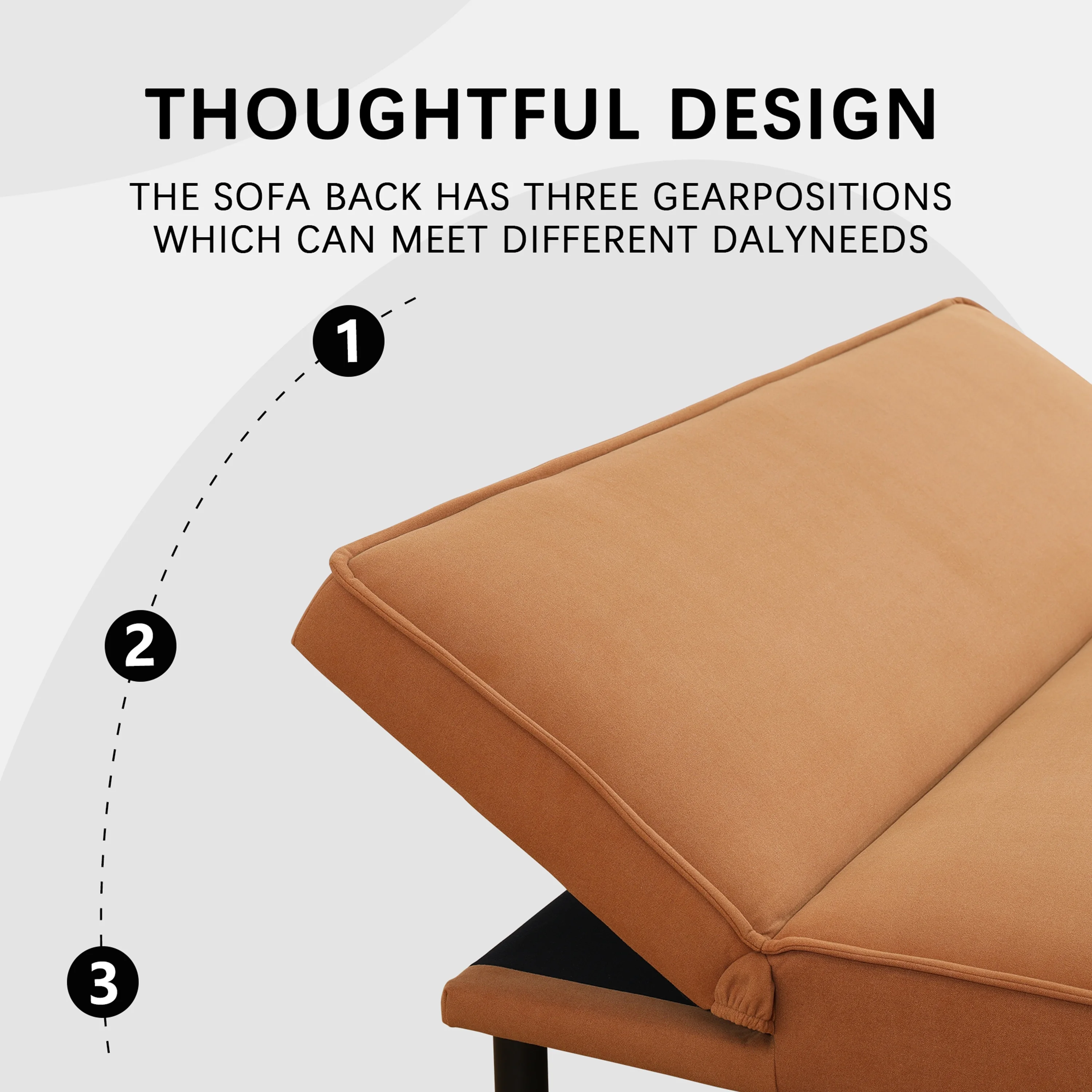 Convertible Sleeper Futon Sofa Bed Small Euro Lounger Daybed Couch for Living Room Bedroom Flannel Light Coffee