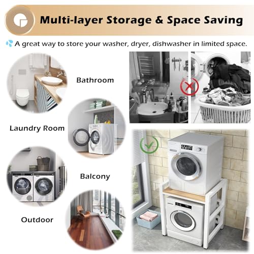 Portable Laundry Room Washer And Dryer Rack, Space-saving Stacking Kit Adjustable Stand Bathroom Washer Tumble Dryer Shelf Stacker, Commercial Home Dishwasher Storage Shelf