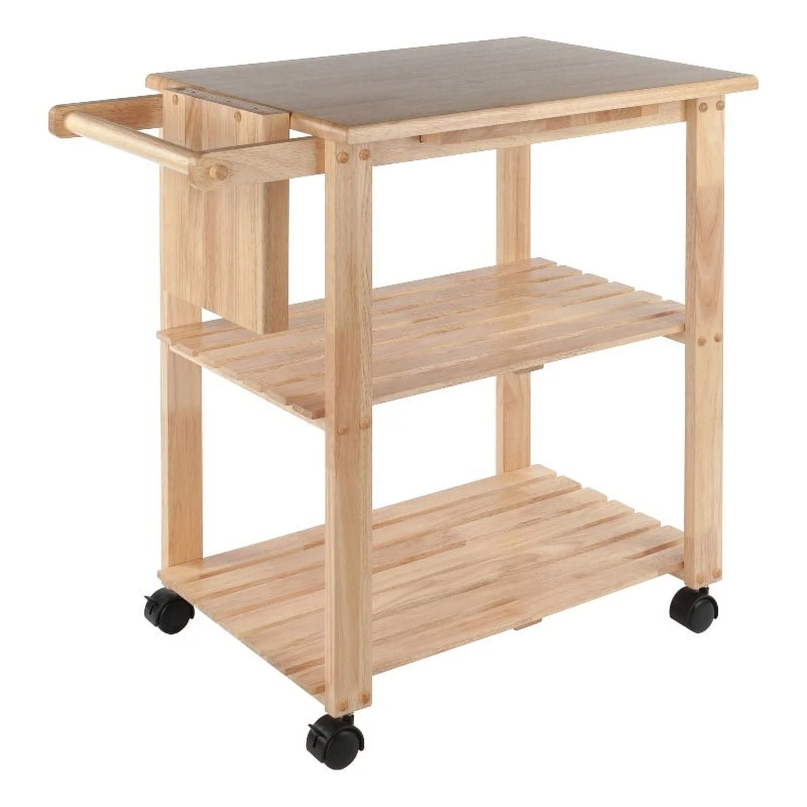 Pemberly Row Transitional Wood Utility Butcher Block Kitchen Cart in Natural