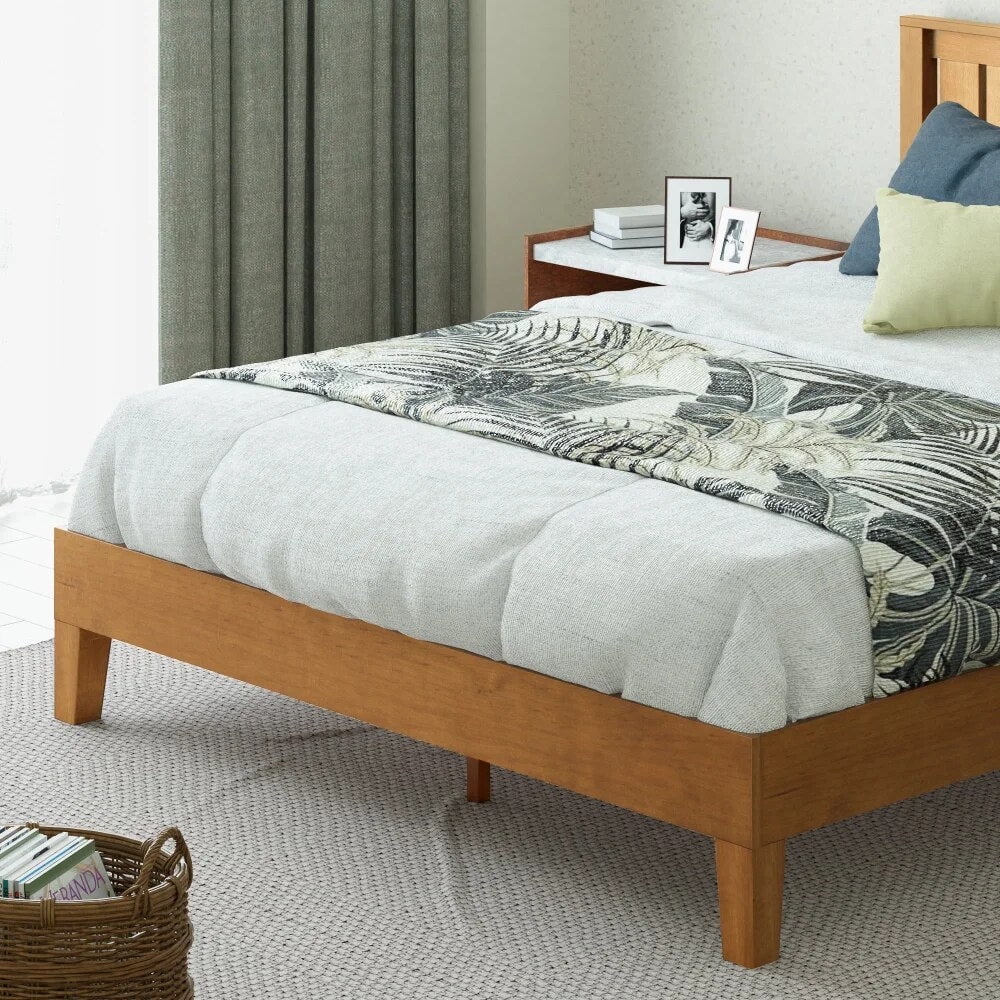 Zinus Alexia Deluxe Wood Platform Bed Frame with Headboard, Rustic Pine, Queen bed  bedroom furniture