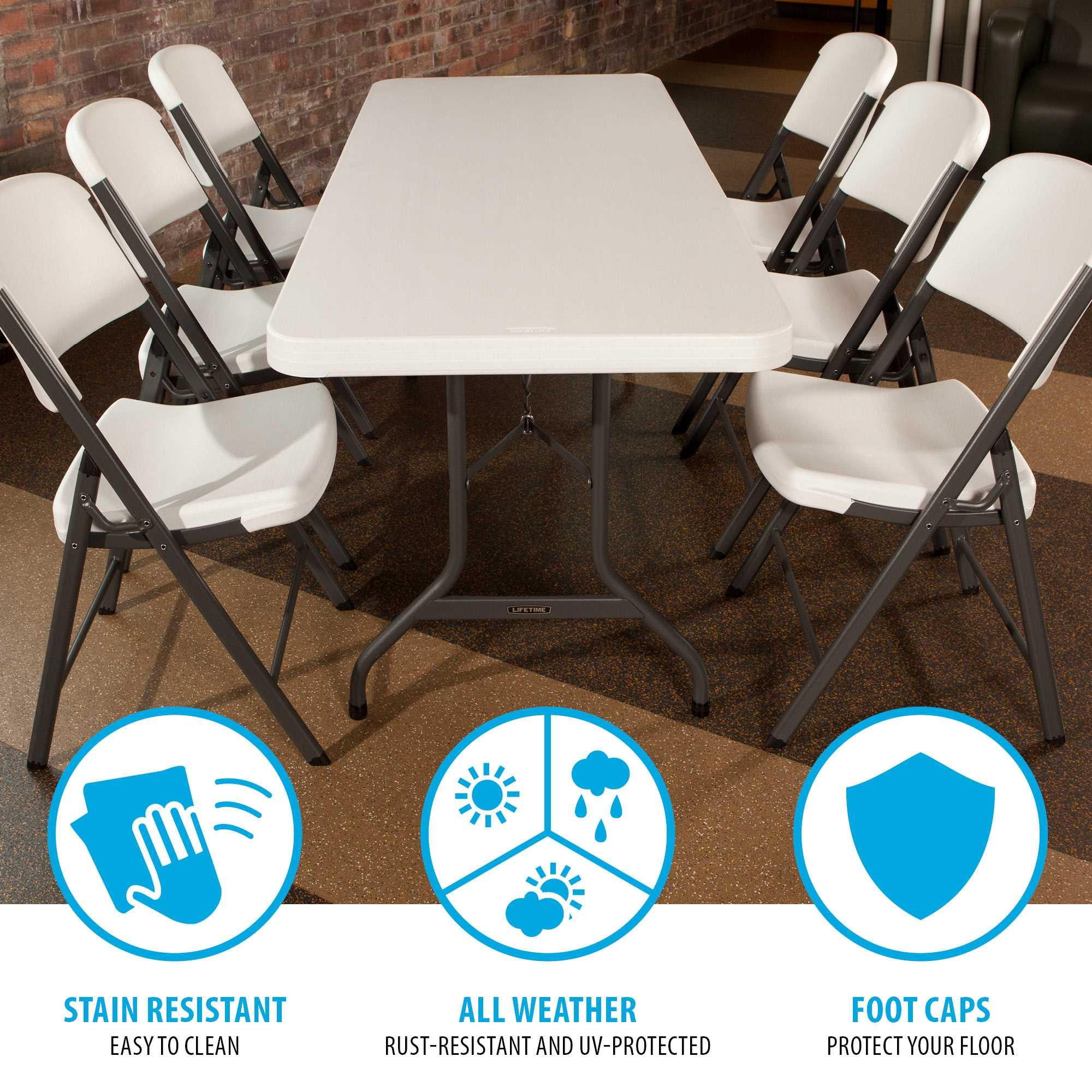 Lifetime 6 ft. Rectangle Folding Table, Indoor/Outdoor Commercial Grade, White Set of 4 (42901)