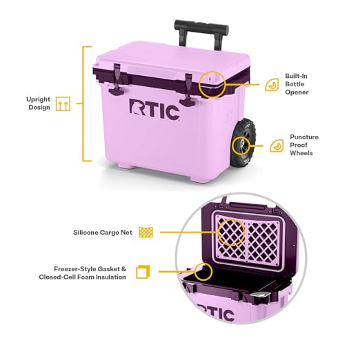 RTIC 22 QT Ultra-Light Wheeled Cooler with Handle, Hard Insulated Portable Ice Chest Box for Beach, Drink, Beverage, Camping, Picnic, Fishing, Boat, Barbecue