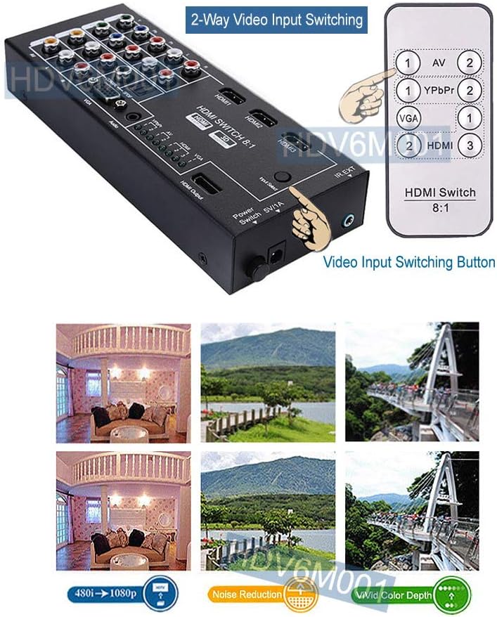 Multi-Input HDMI VGA Component YPbPr Composite RCA A/V to 1080p HDMI Converter Switcher
