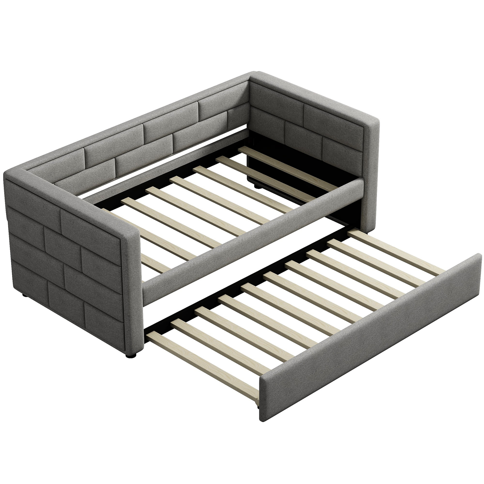 Pull Out Double Sofa Bed Full Size Sofa Bed Full Sofa Bed Double Size Sofa Bed with Rollers Upholstered Sofa Bed with Upholstered Backrest Easy to Assemble Grey